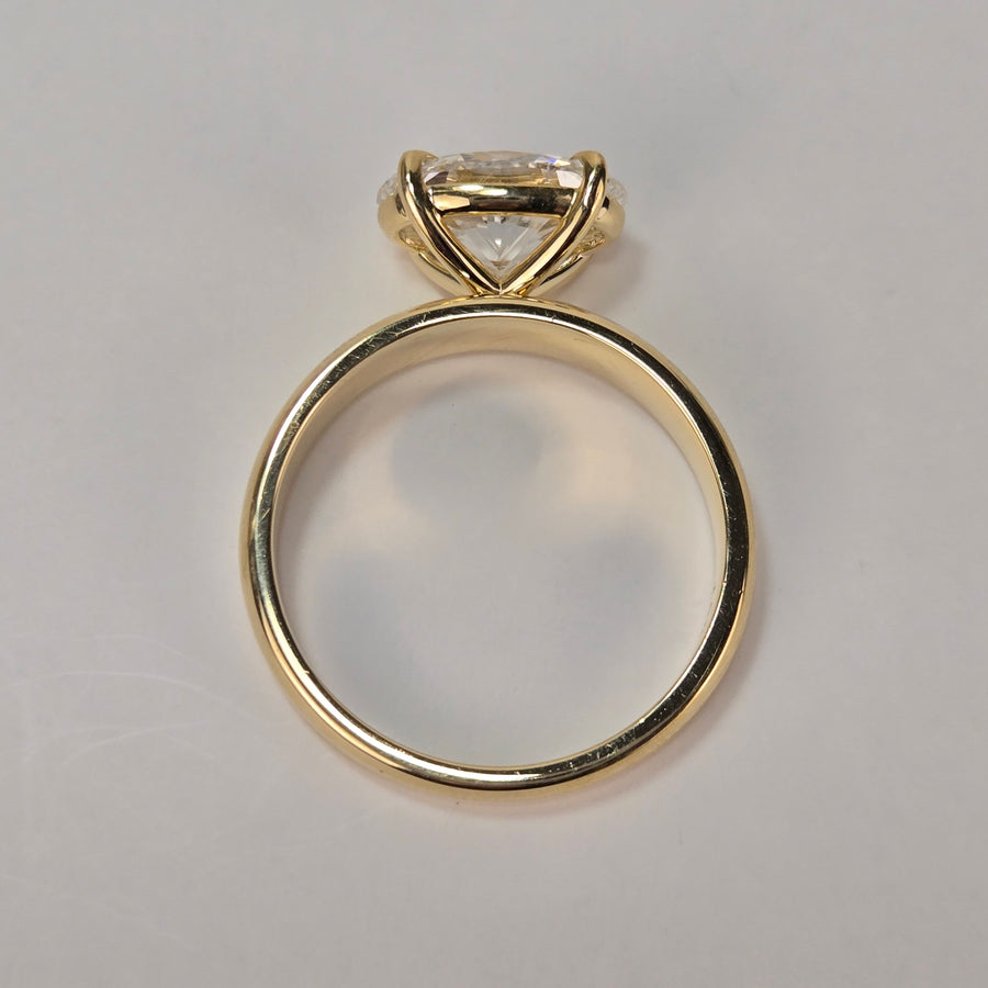 Solid 10k Gold 2ct E VS1 Lab Diamond Oval Ring, East-West Setting