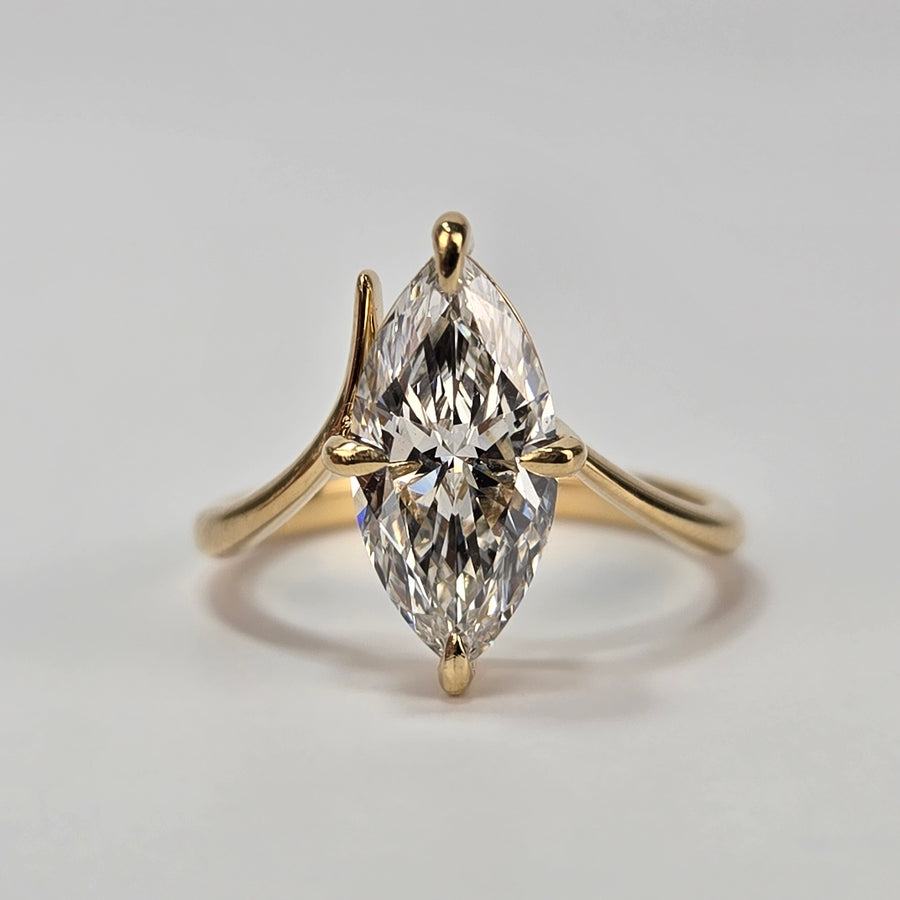 Solid 14k Gold 1.5ct F VS1 Lab Diamond Marquise Ring