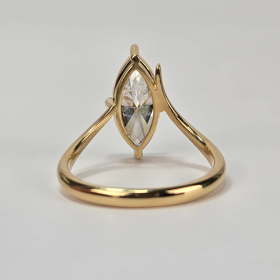Solid 14k Gold 1.5ct F VS1 Lab Diamond Marquise Ring