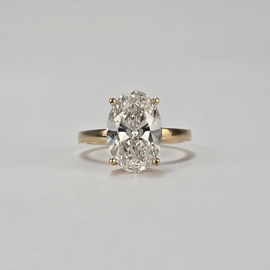 Solid 14k Gold 4.1ct (G VS1) Lab Oval Diamond Ring(OV814)
