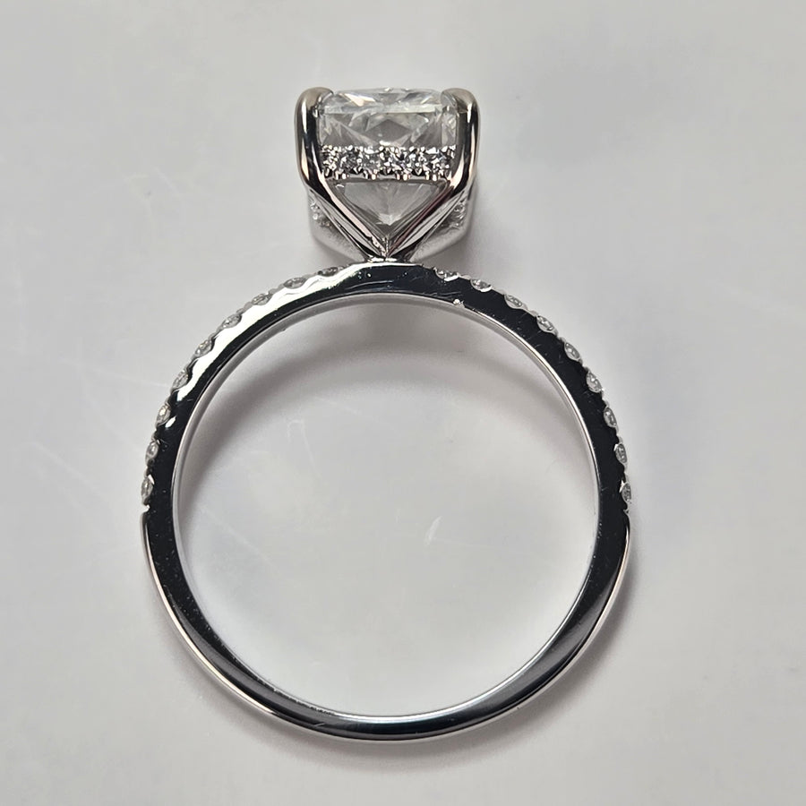 Solid 14k Gold 3.5ct F VS1 Lab Radiant Diamond Ring with Side and Hidden Halo Lab Diamond(RD818)