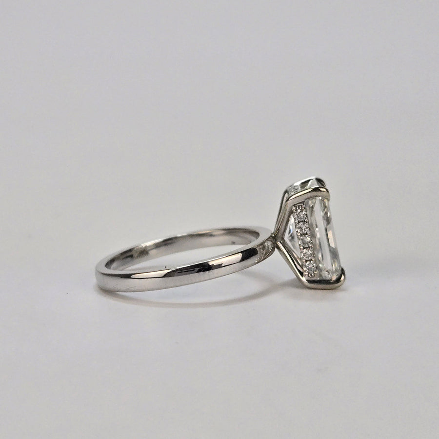 Solid 14k Gold 3ct F VS1 Lab Radiant Diamond Ring with Hidden Halo Lab Diamond(RD825)