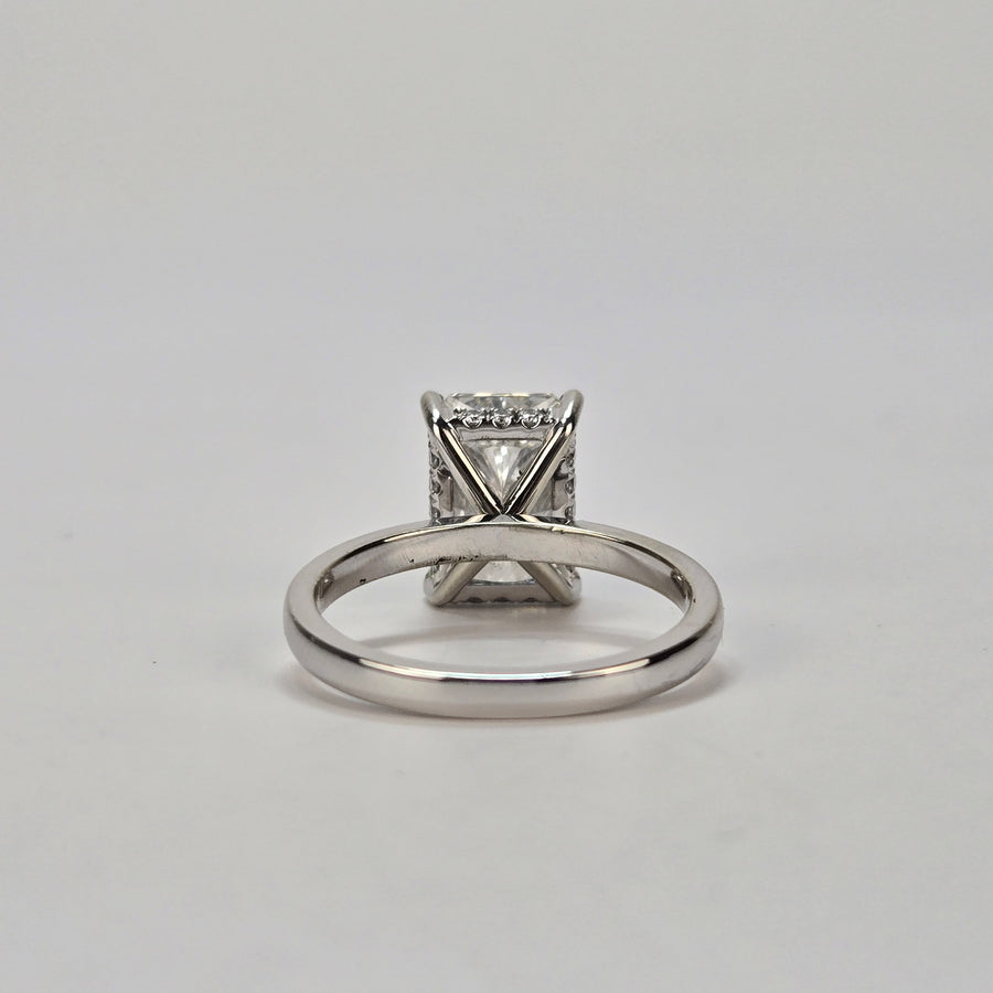 Solid 14k Gold 3ct F VS1 Lab Radiant Diamond Ring with Hidden Halo Lab Diamond(RD825)