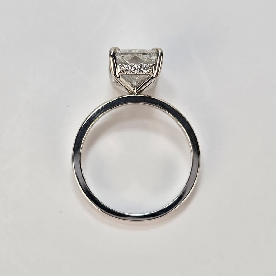 Solid 14k Gold 3ct F VS1 Lab Radiant Diamond Ring with Hidden Halo Lab Diamond(RD825)
