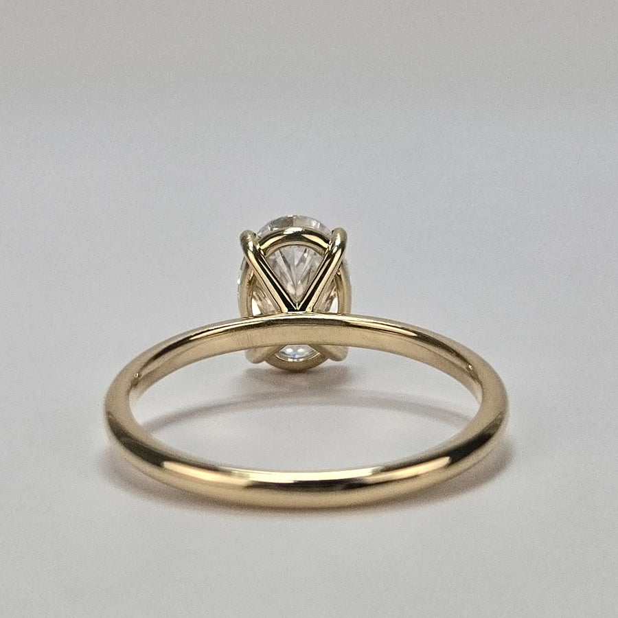 Solid 14k Gold 2ct (E VVS2) Lab Oval Diamond Ring(OV806)