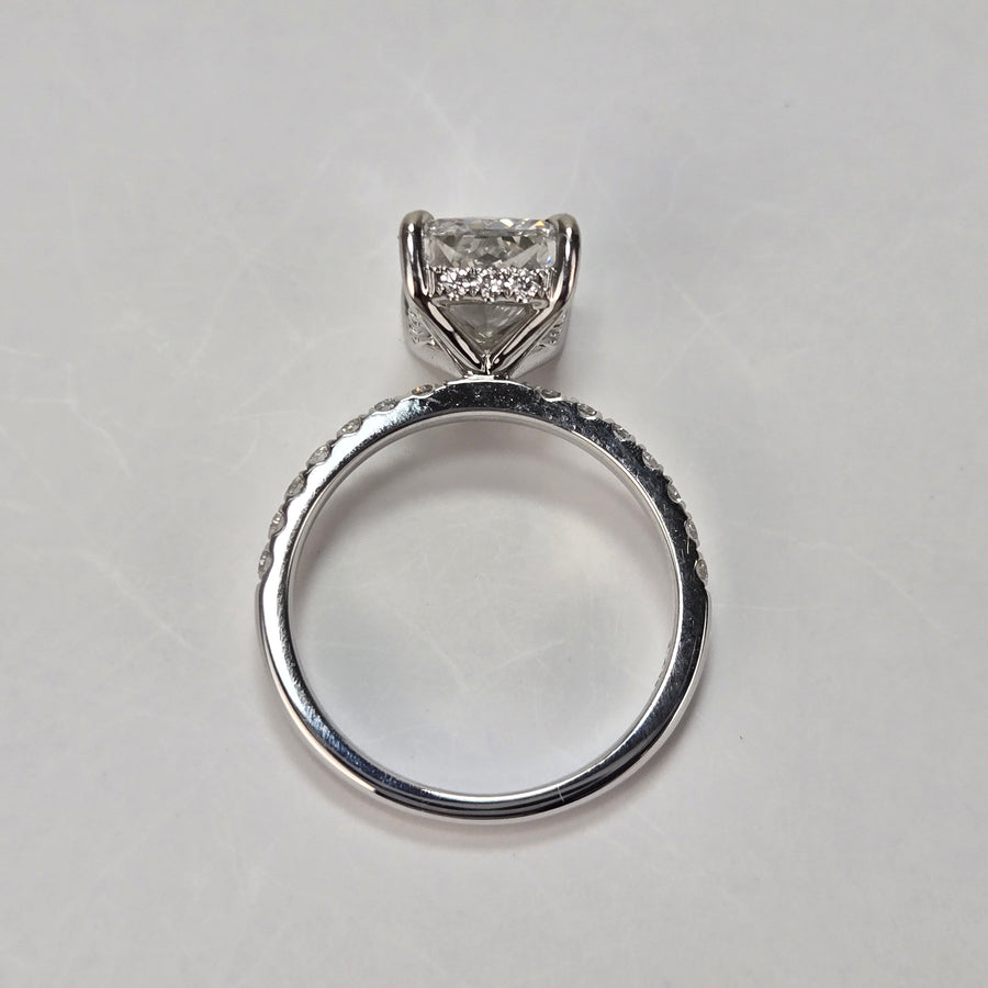 Platinum 2ct F VS1 Lab Radiant Diamond Ring with Side and Hidden Halo Lab Diamond(RD844)