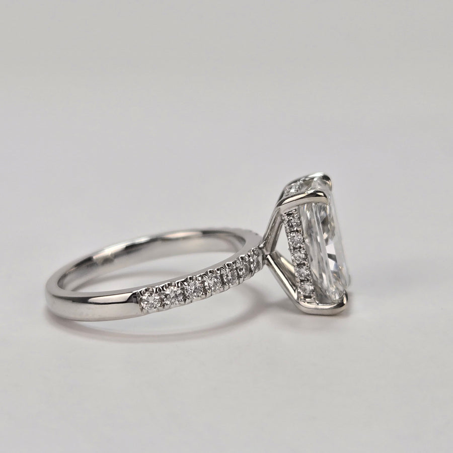 Platinum 2ct F VS1 Lab Radiant Diamond Ring with Side and Hidden Halo Lab Diamond(RD844)