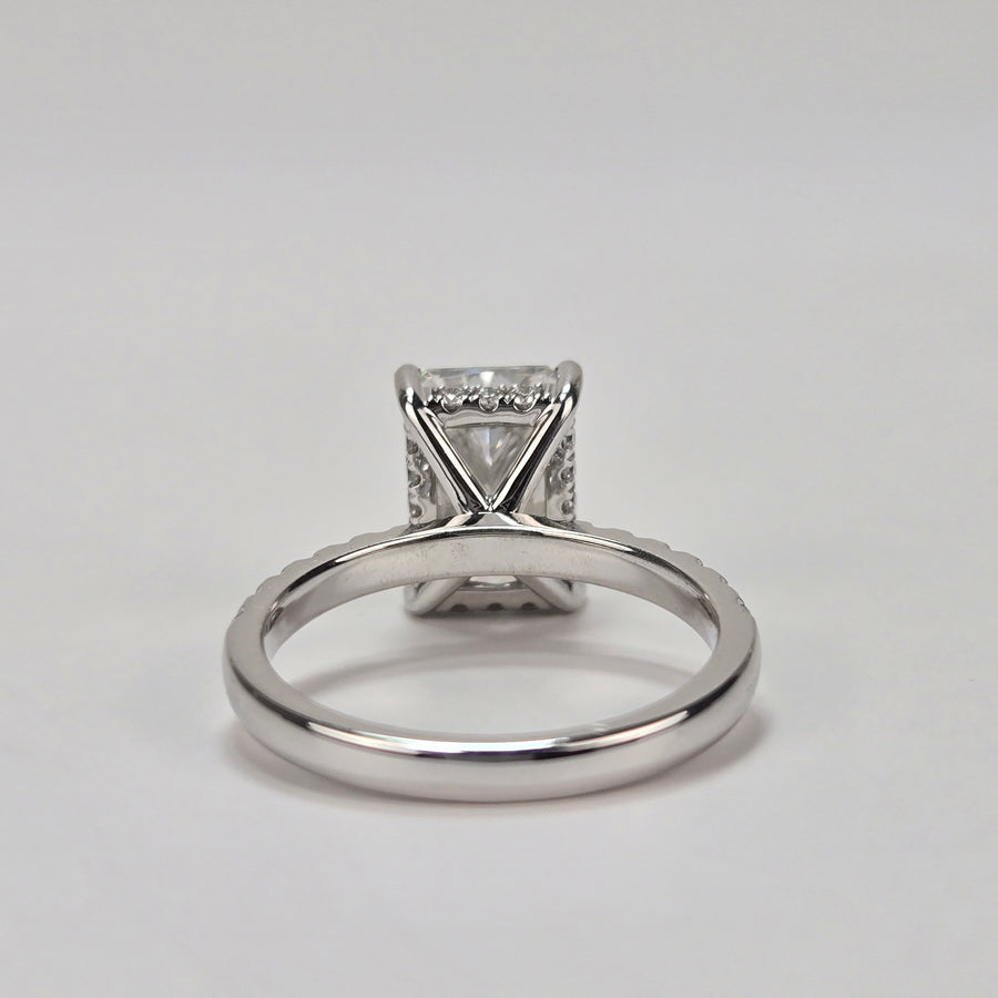 Platinum 2ct F VS1 Lab Radiant Diamond Ring with Side and Hidden Halo Lab Diamond(RD844)