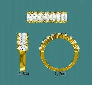 Solid 18k Gold 3x5mm Lab Oval Diamond Half Eternity Band