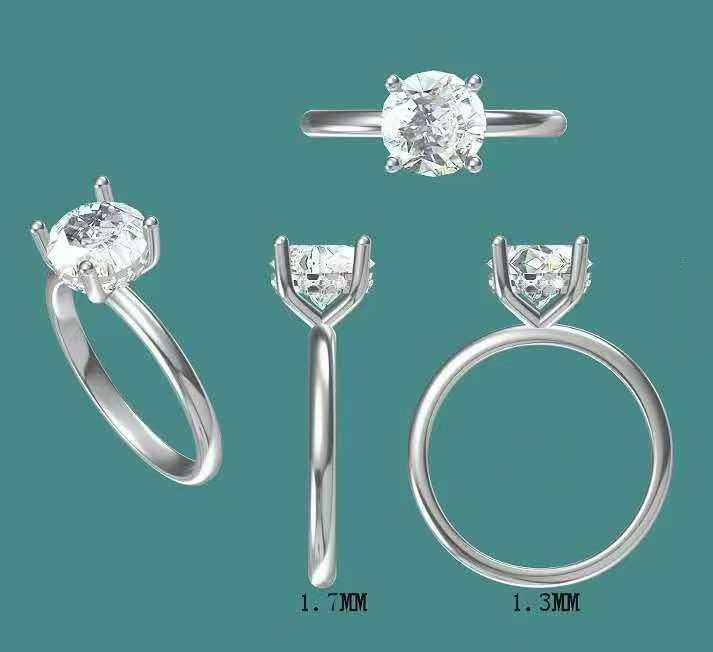 Solid 14k Gold 1.5ct D VVS2 Lab Diamond Round Ring with Lab Diamond Hidden Halo