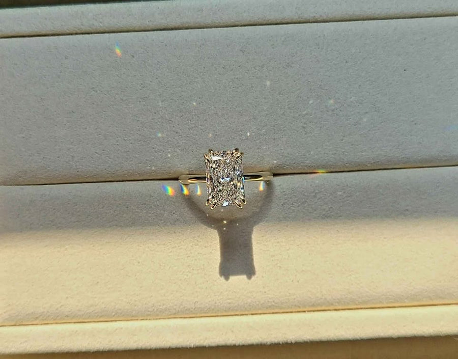 Solid 14k Gold  2.5ct E VVS2 Lab Radiant Diamond Ring