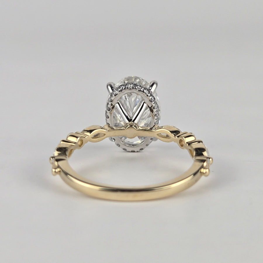 Solid 14k Gold 3ct E VVS2 Lab Oval Diamond Ring and Matching Band(OV852)