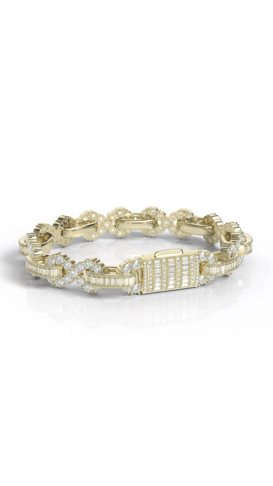 infinity style baguette/round moissanite bracelet
