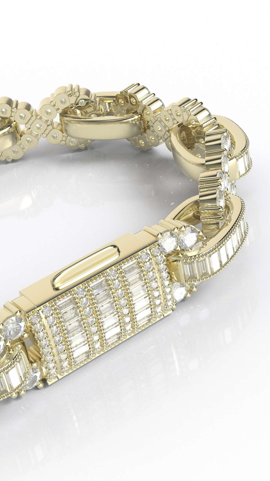 infinity style baguette/round moissanite bracelet