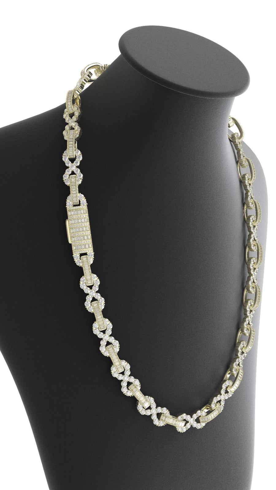 infinity style baguette/round moissanite chain