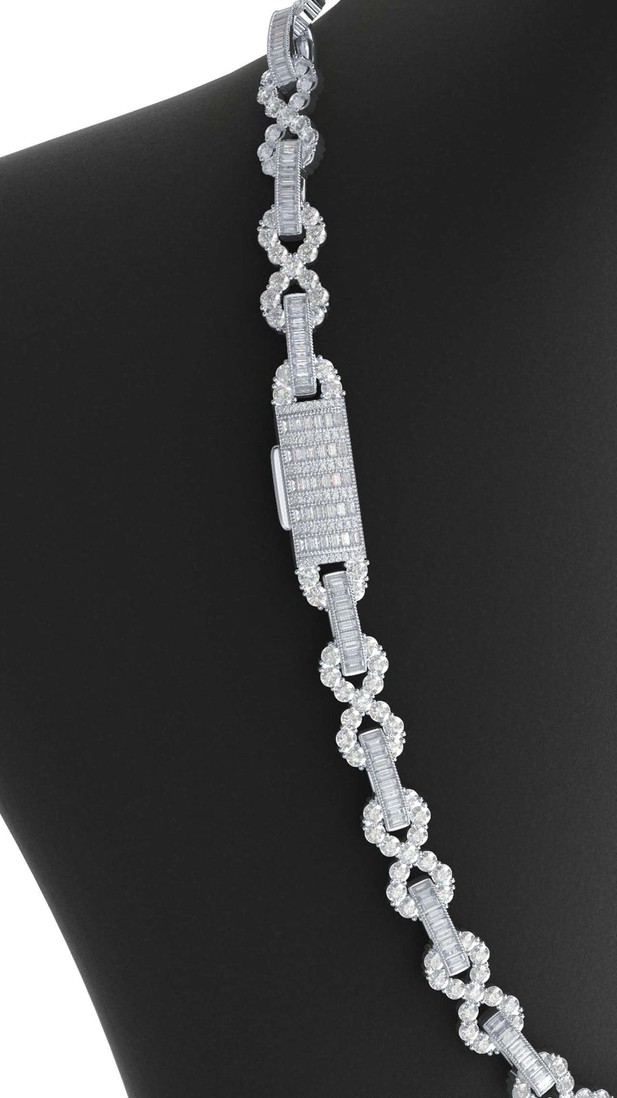 infinity style baguette/round moissanite chain