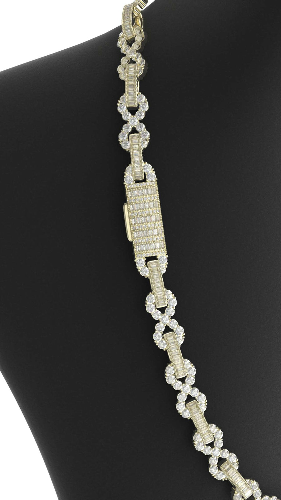 infinity style baguette/round moissanite chain