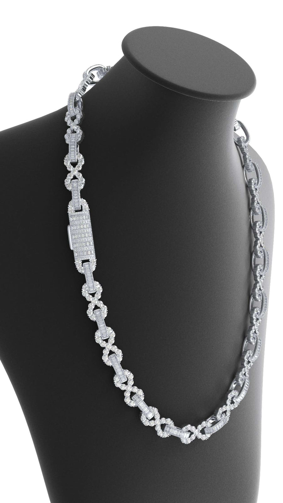 infinity style baguette/round moissanite chain