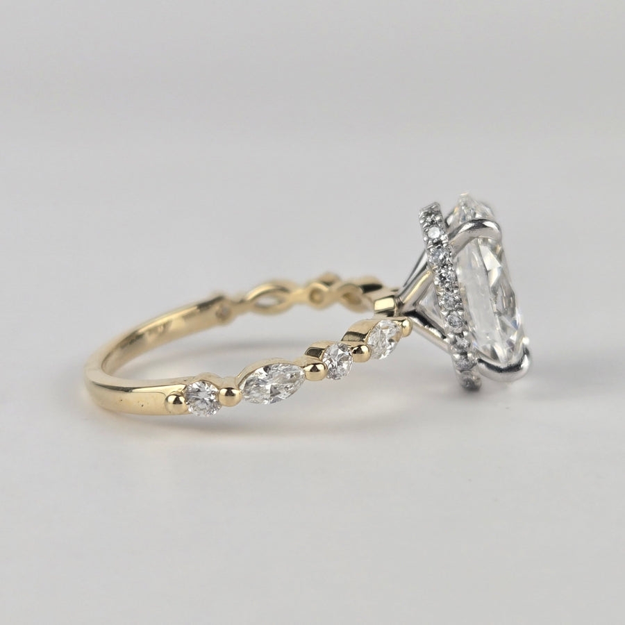 Solid 14k Gold 3ct E VVS2 Lab Oval Diamond Ring and Matching Band(OV852)