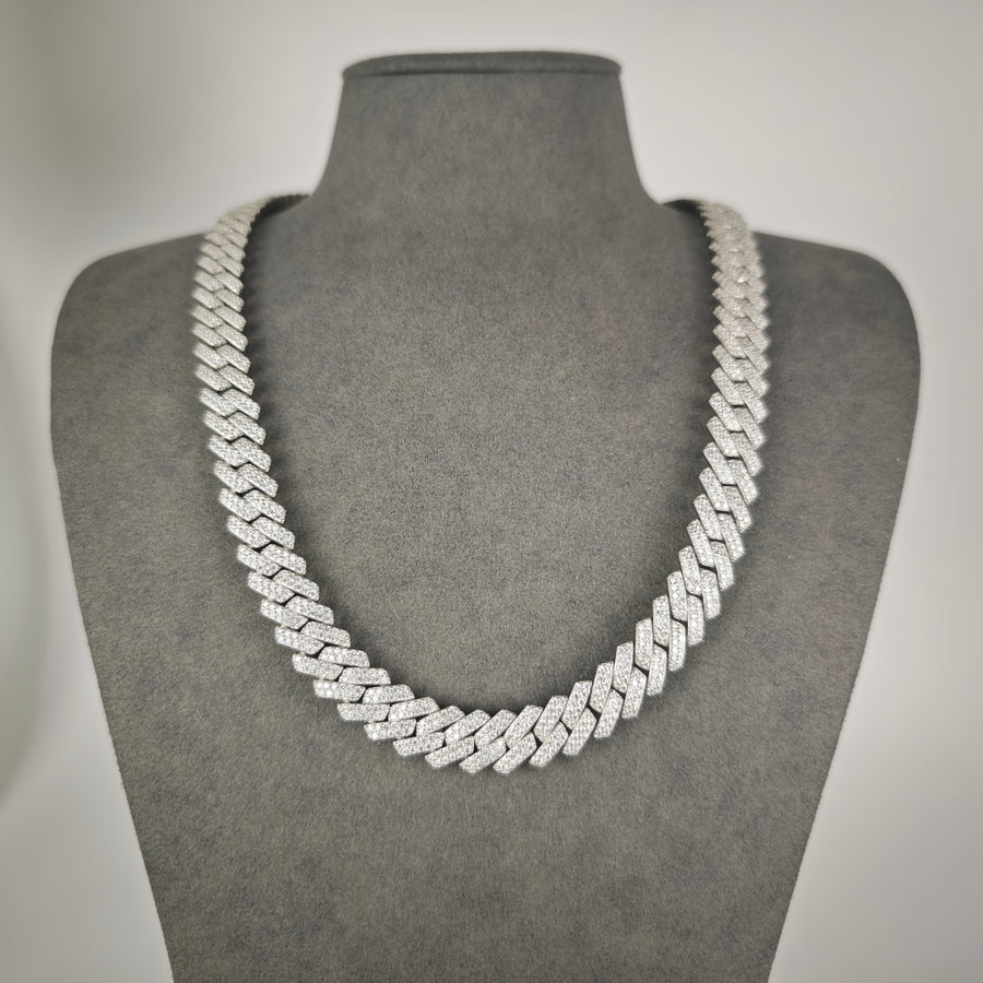 12mm Moissanite Prong Cuban Chain