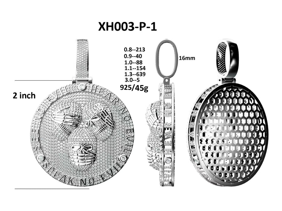 moissanite pendant in sterling silver (P004)