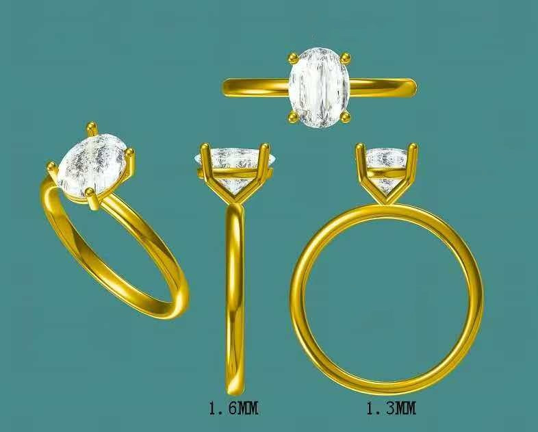 Solid 10k Gold 1.5ct Oval Moissanite Ring  FEB