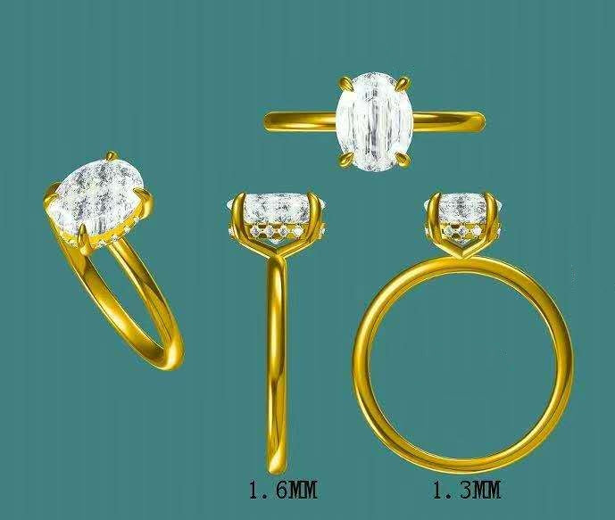 solid 14k gold 2ct oval moissanite ring with hidden halo moissanite  3391  MAR