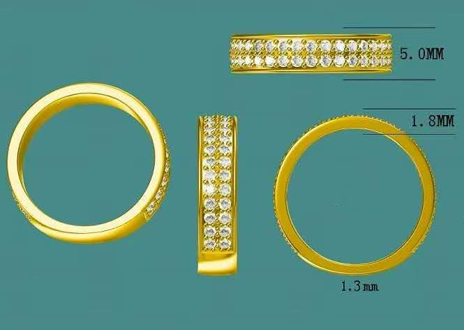 solid 10k gold 2-row moissanite 3/4 eternity band  3336  MAR