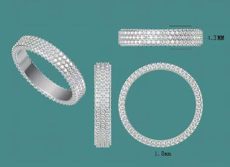 solid 14k gold 3-row 3D setting eternity band  MAR