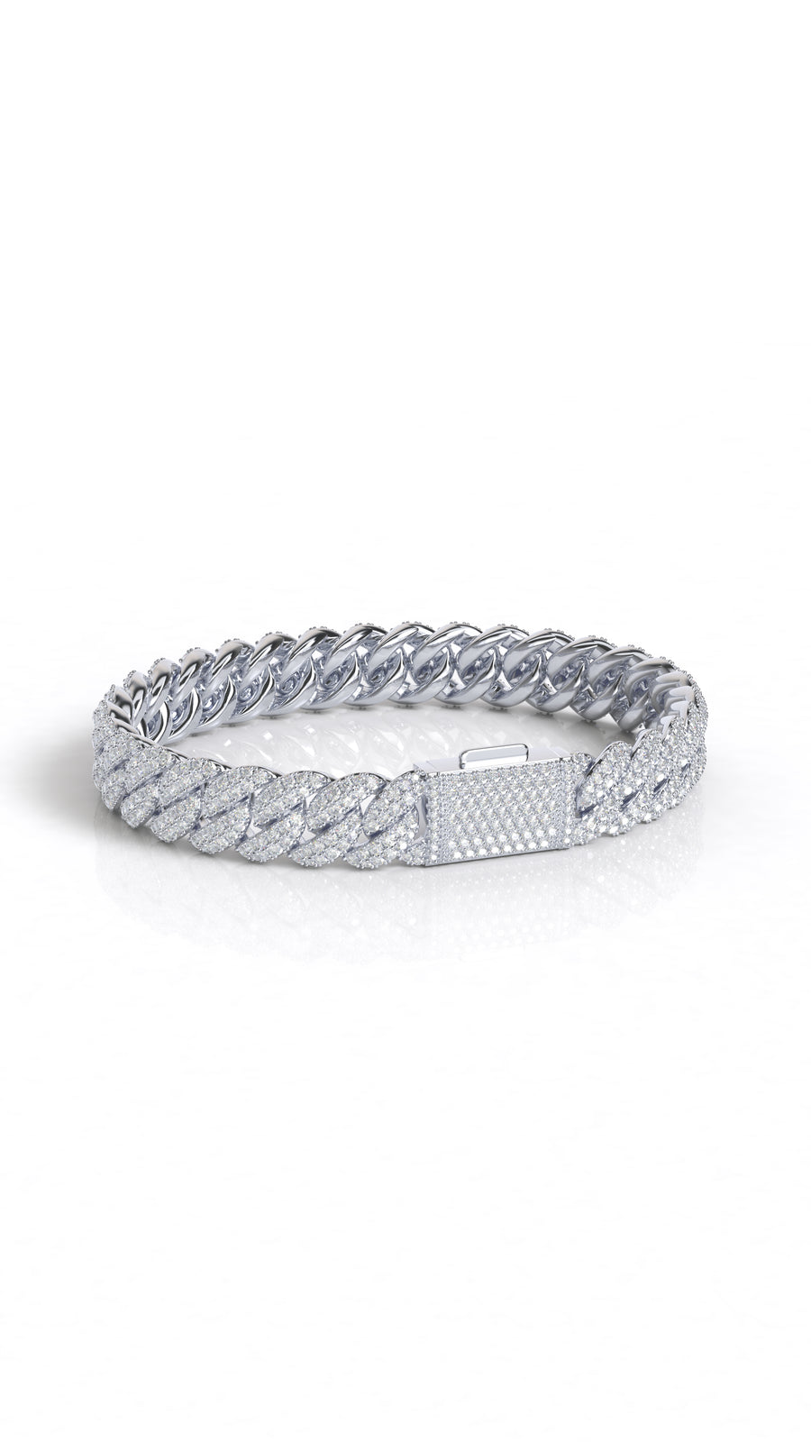 10mm moissanite miami cuban bracelet in sterling silver