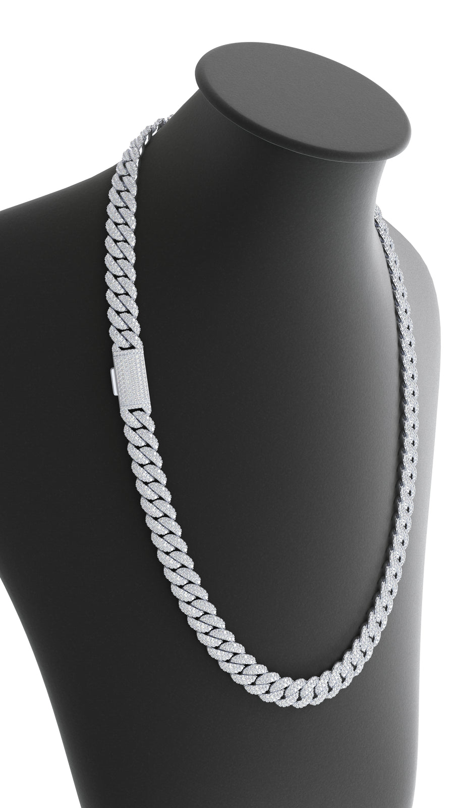 10mm moissanite miami cuban chain in sterling silver