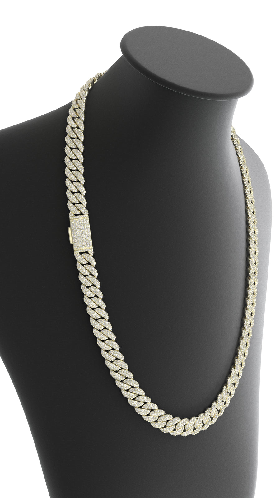 10mm moissanite miami cuban chain in sterling silver