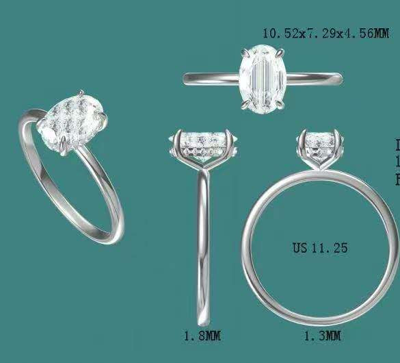solid 14k gold 2ct e vs1 lab oval diamond ring with hidden halo lab diamond  3487  MAY