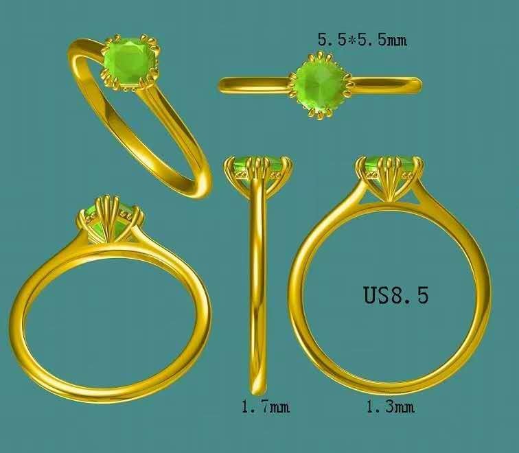 solid 10k gold 0.8ct greenish blue cushion moissanite ring  3503  MAY