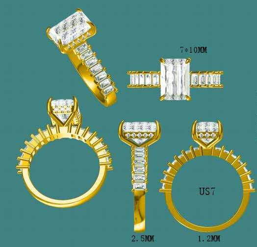 solid 10k gold 3.5ct radiant moissanite ring with side and hidden halo moissanite  3520  MAY