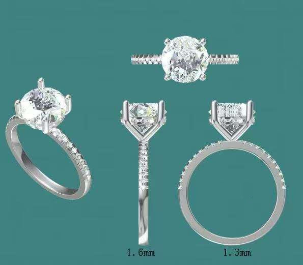 Solid 14k Gold 2.5ct (8.5mm) D VVS1 Round Moissanite Ring with Moissanite Side and Hidden Halo