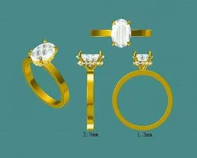 Solid 14k Gold 1.6ct E VS1 Lab Diamond Oval Ring with Lab Diamond Hidden Halo