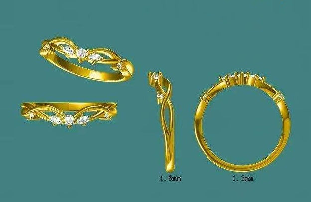 Solid 14k Gold Lab Diamond Twisted V-Band
