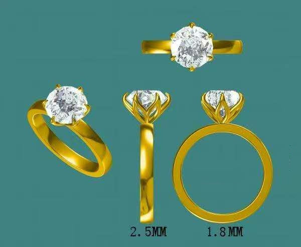 solid 14k gold 2.5ct round moissanite ring  3411  APR