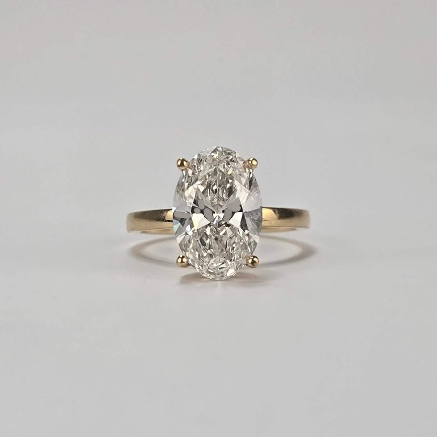 Solid 14k Gold 4.1ct (G VS1) Lab Oval Diamond Ring(OV814)