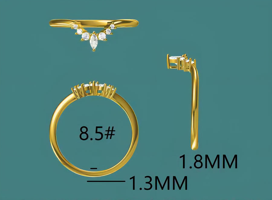 solid 14k gold v shaped moissanite band