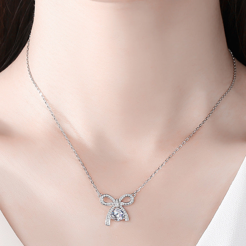 1ct Moissanite Necklace(bow)