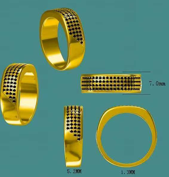 solid 10k gold black moissanite band  FEB