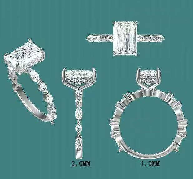 solid 14k gold 2.5ct d vs1 lab radiant diamond ring with side and hidden halo lab diamond  D1503  FEB