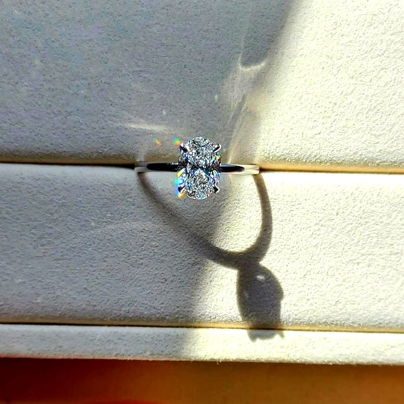 Solid 14k Gold 1.5ct (F VVS2) Lab Oval Diamond Ring