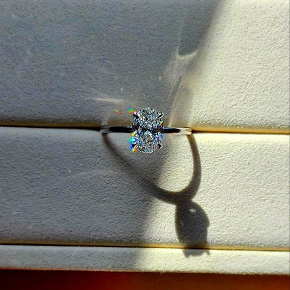 Solid 14k Gold 1.5ct (F VVS2) Lab Oval Diamond Ring