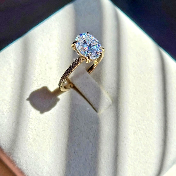 Solid 14k Gold 2ct Oval Moissanite Ring