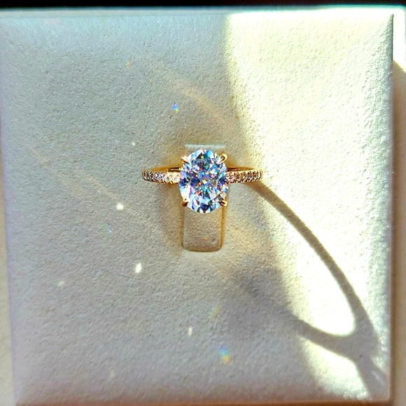 Solid 14k Gold 2ct Oval Moissanite Ring