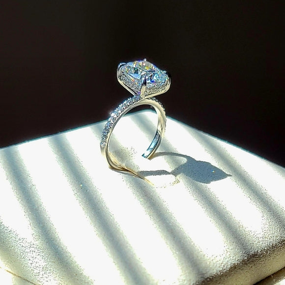 Platinum 3.39ct (G VVS2) Lab Cushion Diamond Ring with Side Lab Diamond