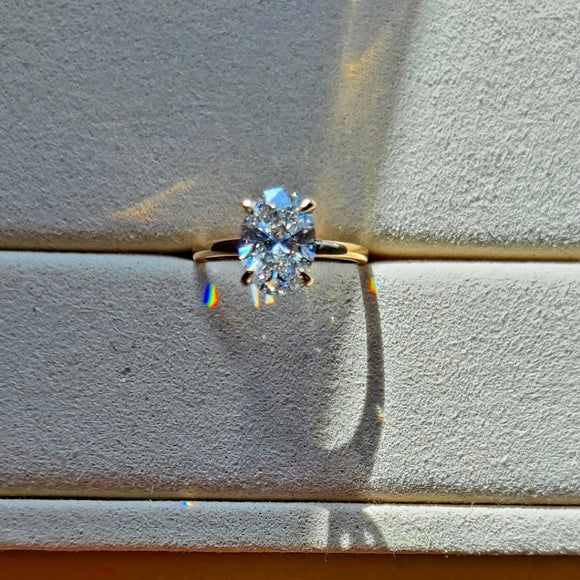 Solid 14k Gold 2ct (E VVS2) Lab Oval Diamond Ring